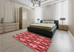 Round Machine Washable Transitional Red Rug in a Office, wshpat3232rd