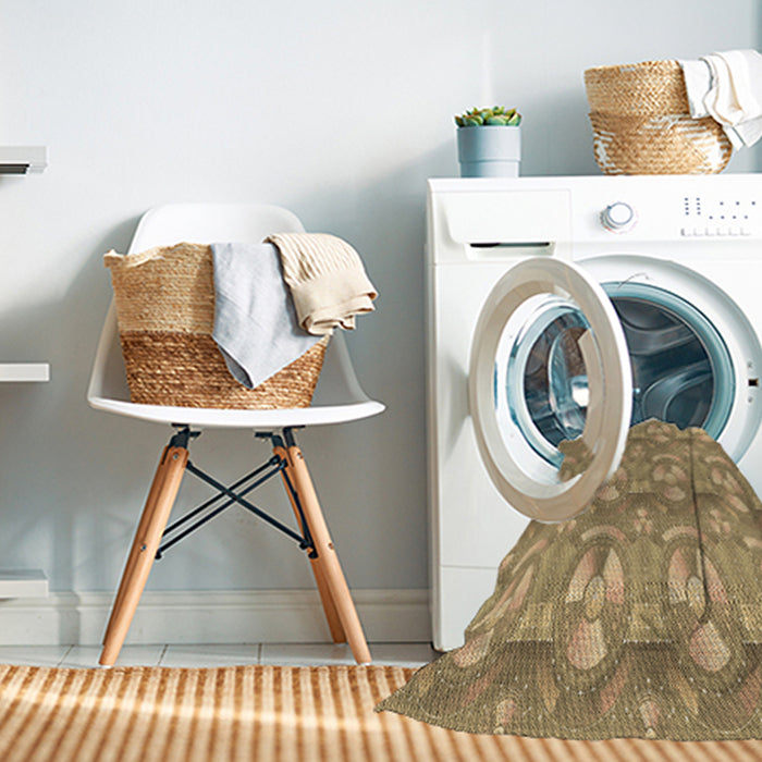 Machine Washable Transitional Yellow Orange Rug in a Washing Machine, wshpat3233brn