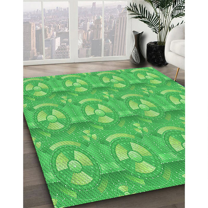 Machine Washable Transitional Neon Green Rug in a Family Room, wshpat3233grn