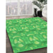 Patterned Neon Green Rug in Family Room, pat3233grn