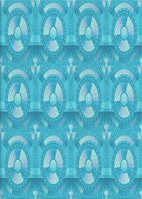 Machine Washable Transitional Bright Turquoise Blue Rug, wshpat3233lblu