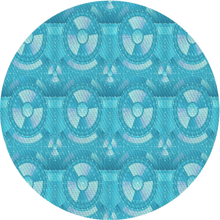 Square Patterned Bright Turquoise Blue Rug, pat3233lblu