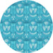 Square Patterned Bright Turquoise Blue Rug, pat3233lblu