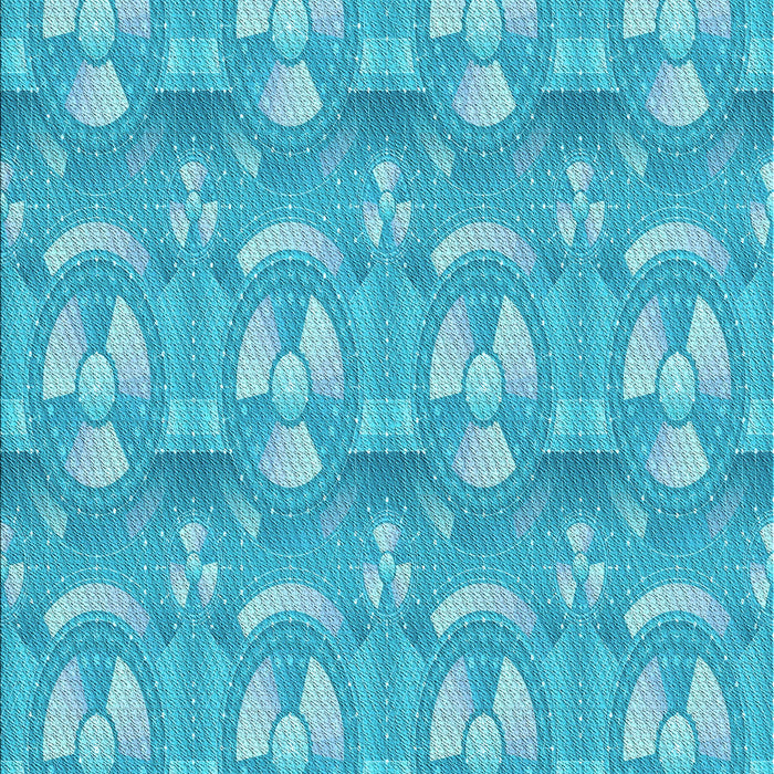 Patterned Bright Turquoise Blue Rug, pat3233lblu