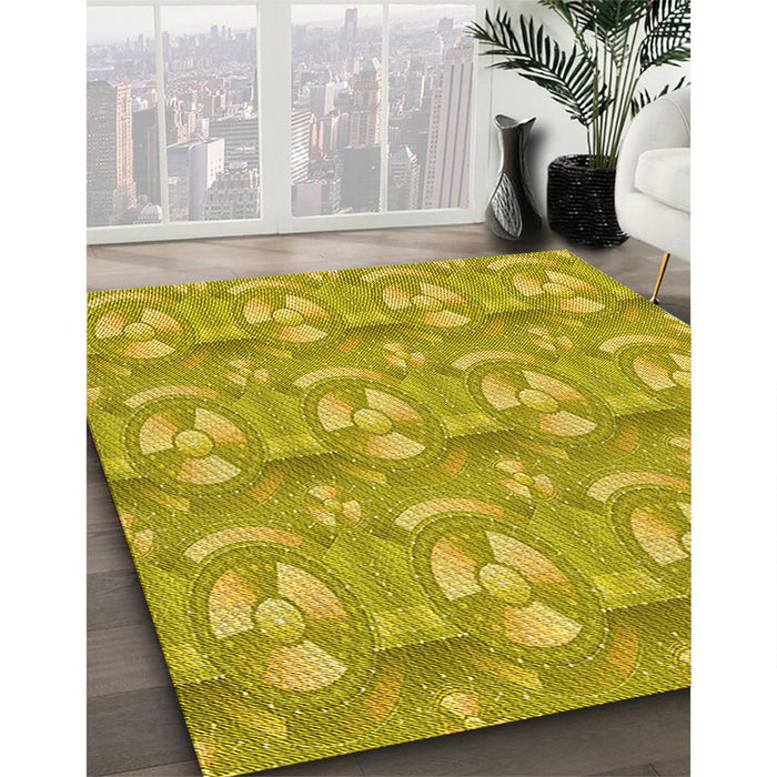Machine Washable Transitional Dark Golden Brown Rug in a Family Room, wshpat3233yw