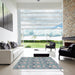 Square Patterned Marble Blue Novelty Rug in a Living Room, pat3233