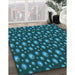 Patterned Dark Turquoise Green Rug in Family Room, pat3234lblu