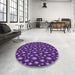 Round Patterned Purple Rug in a Office, pat3234pur