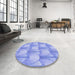 Round Patterned Light Slate Blue Rug in a Office, pat3235blu