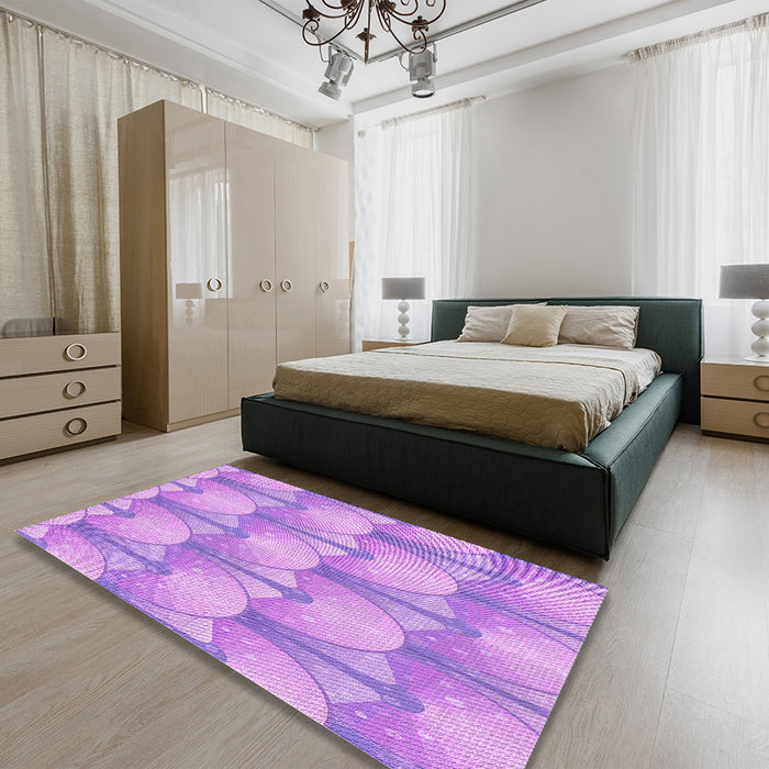 Patterned Purple Rug in a Bedroom, pat3235pur