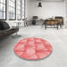 Round Patterned Pastel Pink Rug in a Office, pat3235rd