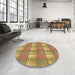 Round Patterned Yellow Rug in a Office, pat3236brn