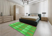 Patterned Dark Lime Green Rug in a Bedroom, pat3236grn