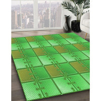 Patterned Dark Lime Green Rug, pat3236grn