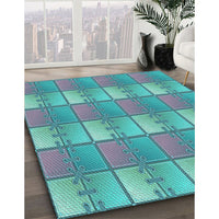 Patterned Deep-Sea Green Rug, pat3236lblu