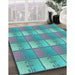 Patterned Deep-Sea Green Rug in Family Room, pat3236lblu