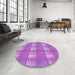 Round Patterned Violet Purple Rug in a Office, pat3236pur