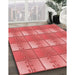 Machine Washable Transitional Ruby Red Rug in a Family Room, wshpat3236rd