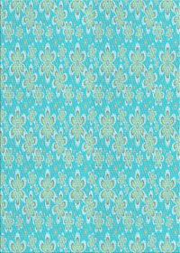 Machine Washable Transitional Green Rug, wshpat3237lblu