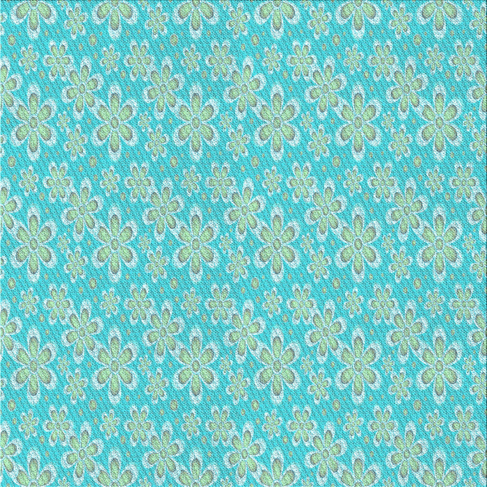 Round Machine Washable Transitional Green Rug, wshpat3237lblu