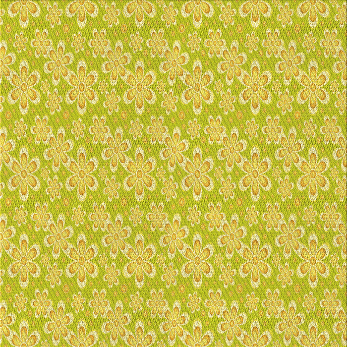 Round Machine Washable Transitional Yellow Rug, wshpat3237yw