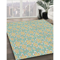 Patterned Khaki Green Novelty Rug, pat3237