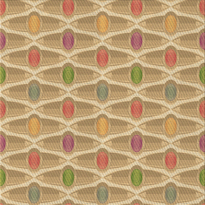 Round Patterned Yellow Orange Rug, pat3238brn