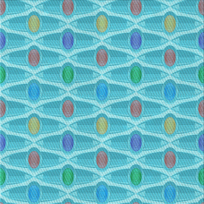 Round Patterned Blue Rug, pat3238lblu
