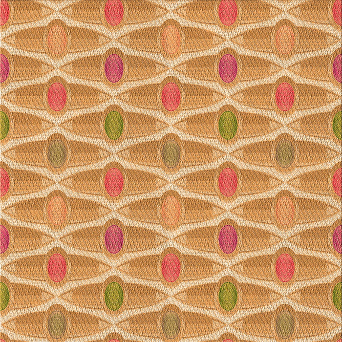 Round Patterned Neon Orange Rug, pat3238org