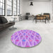 Round Patterned Violet Purple Rug in a Office, pat3238pur