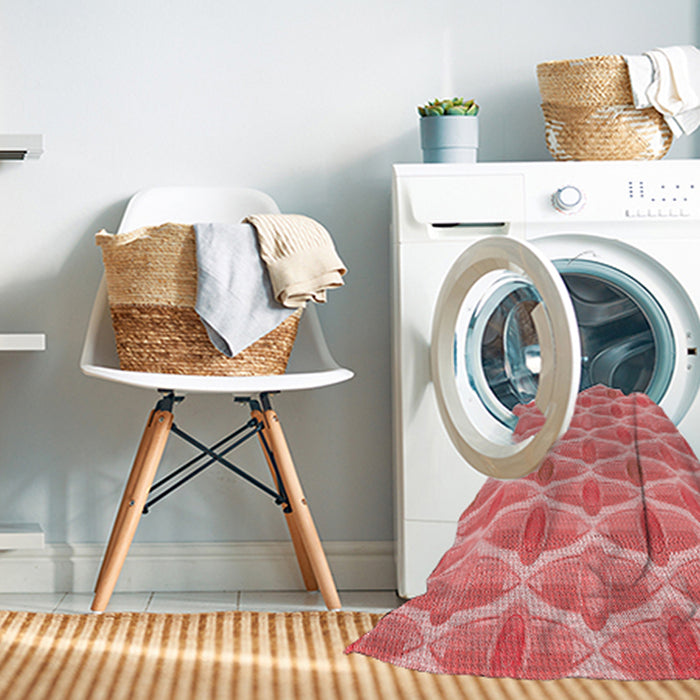 Machine Washable Transitional Light Coral Pink Rug in a Washing Machine, wshpat3238rd
