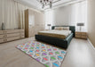 Patterned Platinum Silver Gray Modern Rug in a Bedroom, pat3238