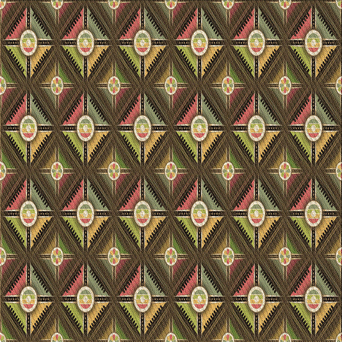 Round Patterned Cinnamon Brown Rug, pat3239brn