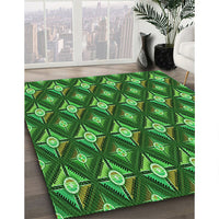 Patterned Deep Emerald Green Rug, pat3239grn