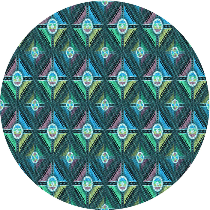 Square Patterned Dark Blue Grey Blue Rug, pat3239lblu