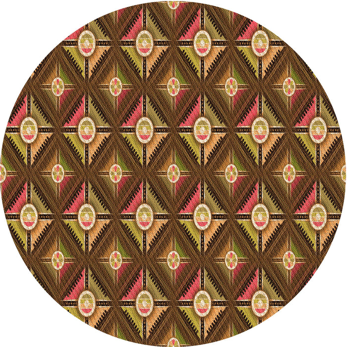 Square Patterned Cinnamon Brown Rug, pat3239org
