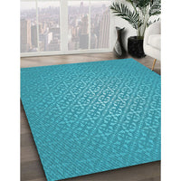 Patterned Dark Turquoise Green Rug, pat324lblu