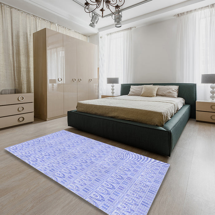 Patterned Sky Blue Rug in a Bedroom, pat3240blu
