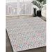 Patterned Platinum Gray Novelty Rug in Family Room, pat3240