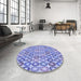 Round Patterned Pastel Blue Rug in a Office, pat3242blu