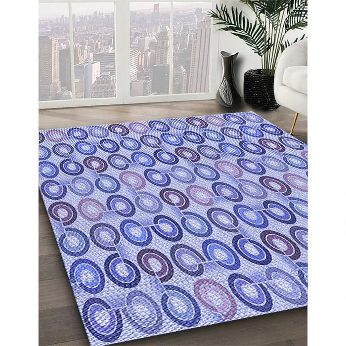 Patterned Pastel Blue Rug in Family Room, pat3242blu