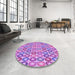 Round Patterned Violet Purple Rug in a Office, pat3242pur