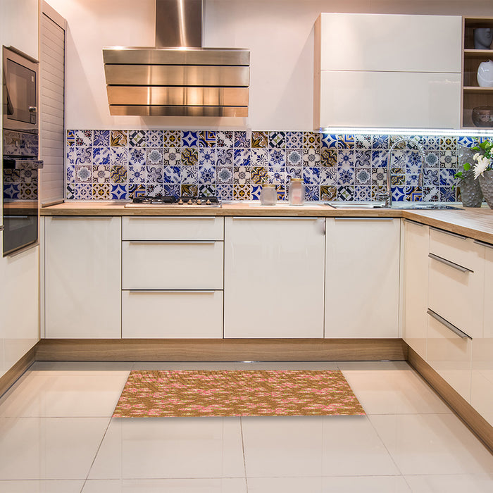 Patterned Red Rug in a Kitchen, pat3244org