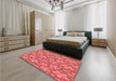 Round Machine Washable Transitional Red Rug in a Office, wshpat3244rd