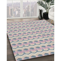 Patterned Dark White Beige Novelty Rug, pat3247