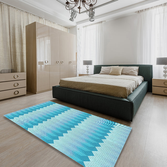 Patterned Blue Rug in a Bedroom, pat3249lblu