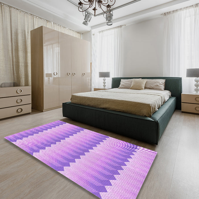 Patterned Purple Rug in a Bedroom, pat3249pur
