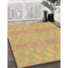 Patterned Saffron Yellow Rug in Family Room, pat325brn