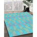 Patterned Macaw Blue Green Rug in Family Room, pat325lblu