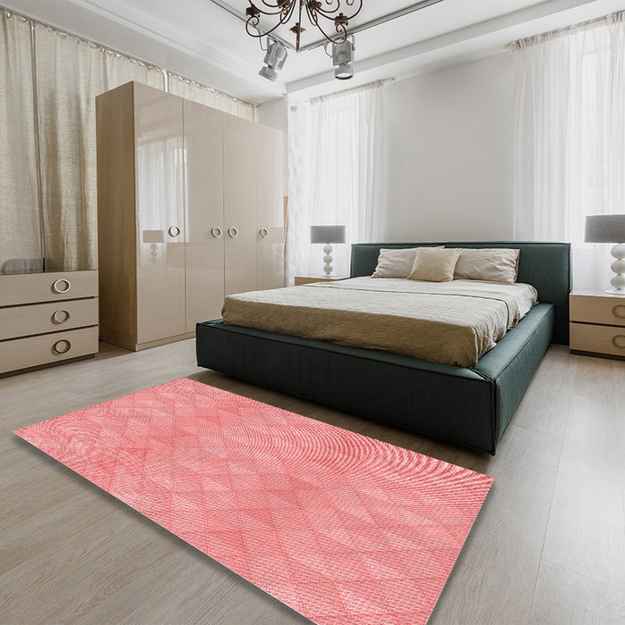 Round Machine Washable Transitional Light Salmon Pink Rug in a Office, wshpat325rd